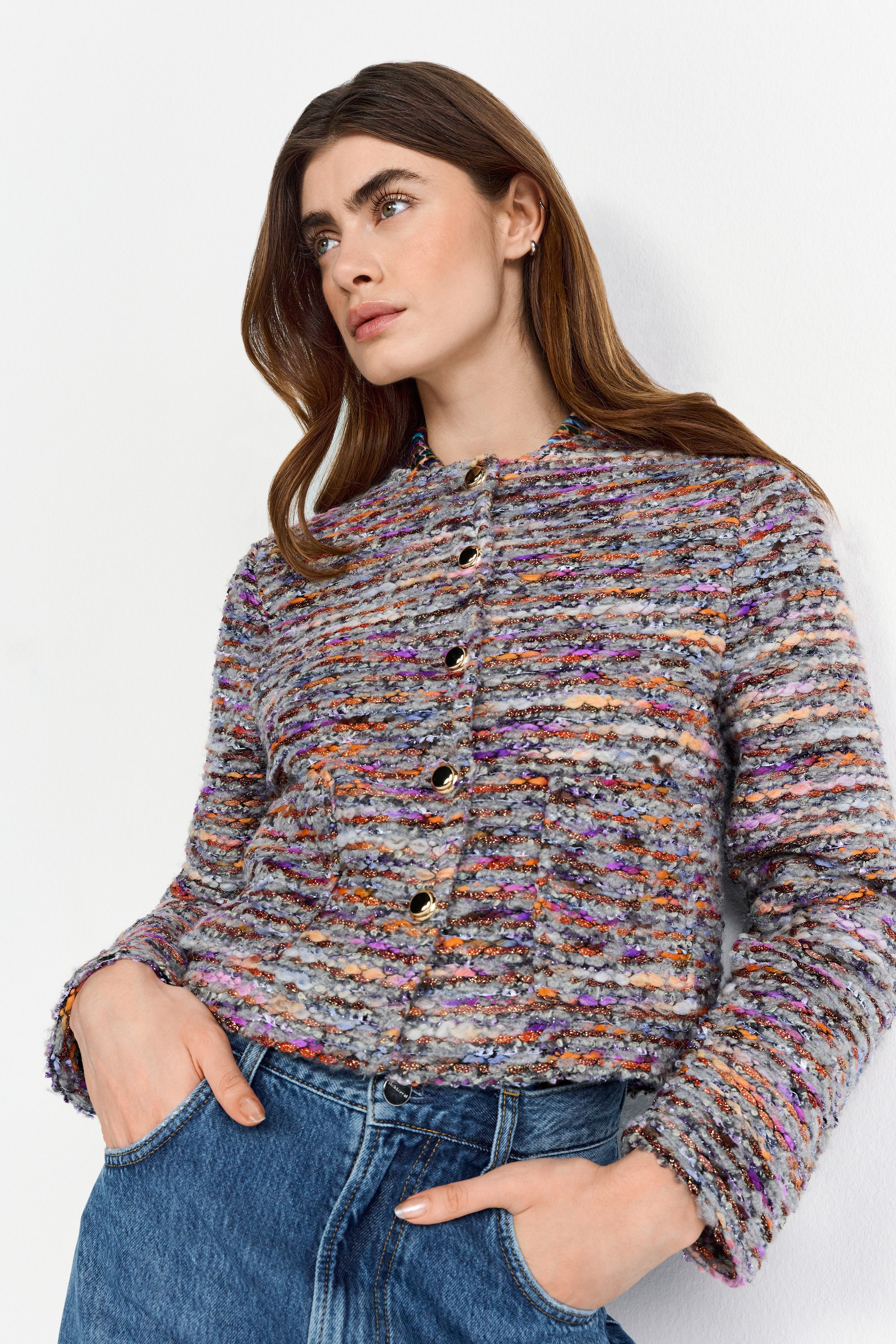 RICHROYAL Bouclèjacke in Multicolor, gerade Form günstig online kaufen