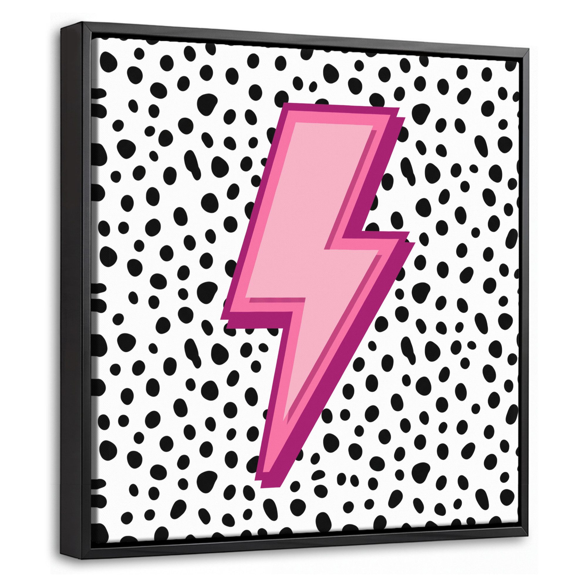 OneMillionCanvasses® Leinwandbild mit Rahmen - Blitz - Rosa - Punkte, Fotodruck (1 St), Leinwand Bilder Klein, Wand Dekoration Aesthetic 20x20cm
