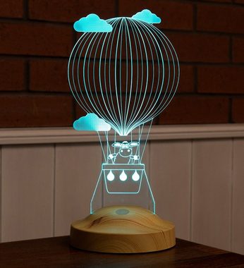 Geschenkelampe LED Nachttischlampe Schaf im Heißluftballon 3D Geburtstagsgeschenke für Baby und Kinder, Leuchte 7 Farben fest integriert, Geburtstagsgeschenk für Baby, Tochter, Enkel, Sohn, Kinder
