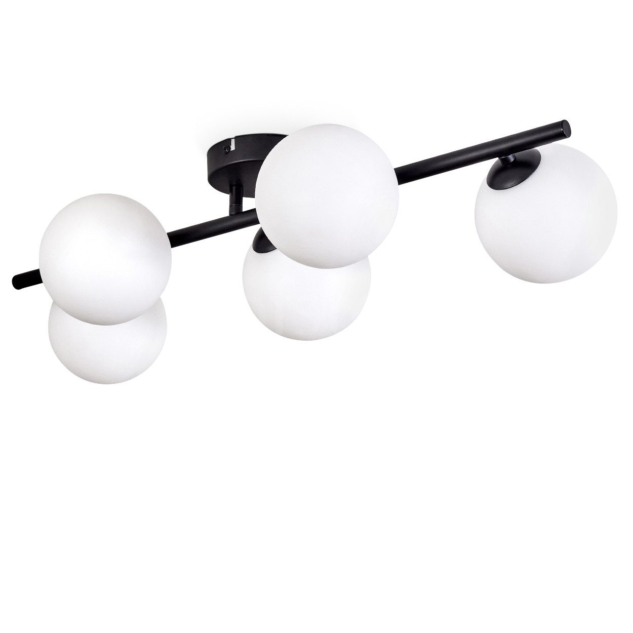 hofstein Deckenleuchte Deckenlampe aus Metall/Glas in Schwarz/Weiß, ohne Le günstig online kaufen