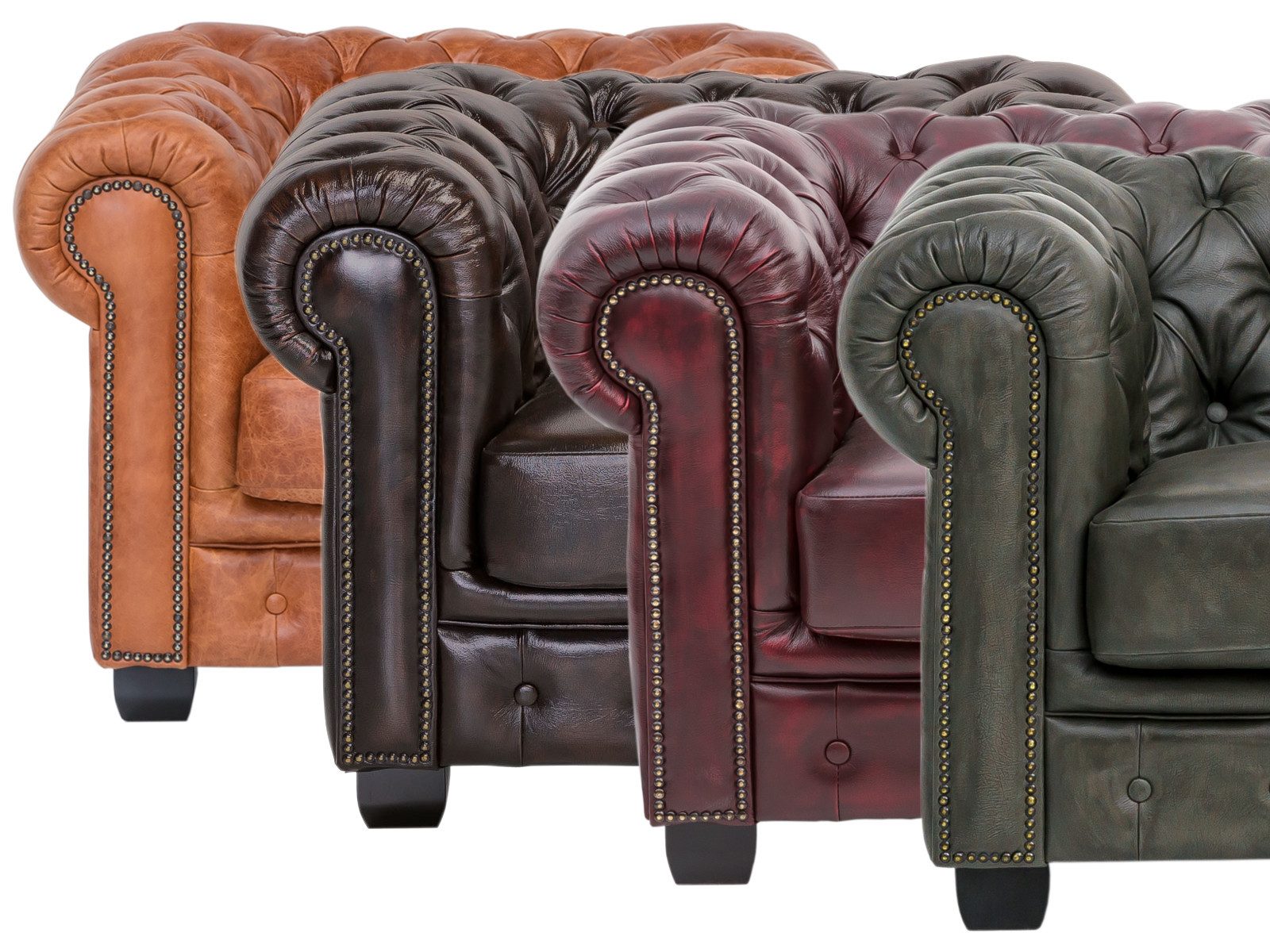 massivum Chesterfield-Sofa Chesterfield 2-Sitzer Echtleder braun