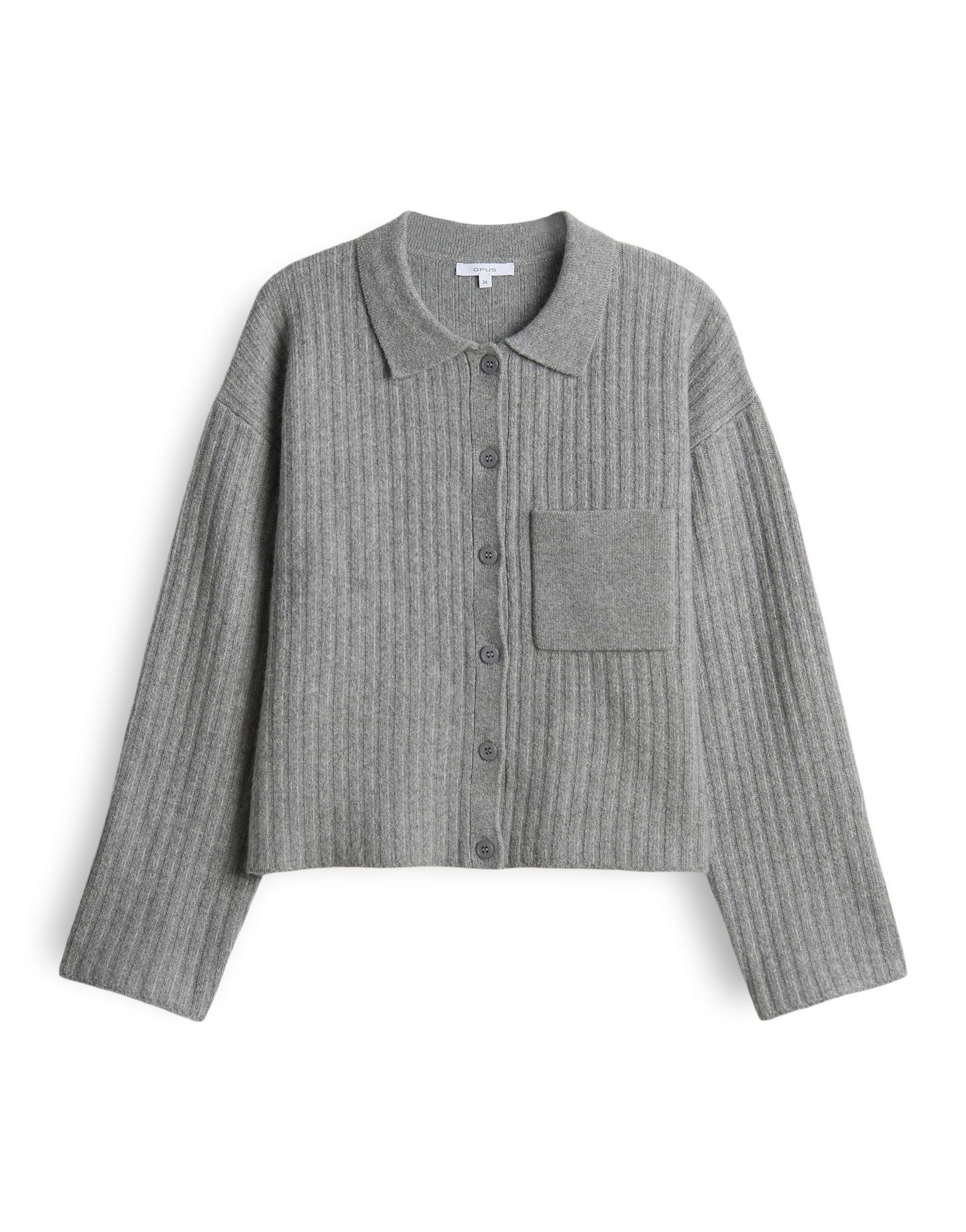 OPUS Strickjacke DINKINE aus nachhaltigem Baumwollmix Rippstruktur, Umlegek günstig online kaufen