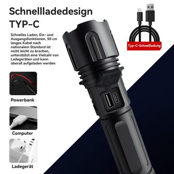 DOPWii Taschenlampe USB Aufladbar Taktische Flashlight,5 Lichtmodi,Wasserdicht
