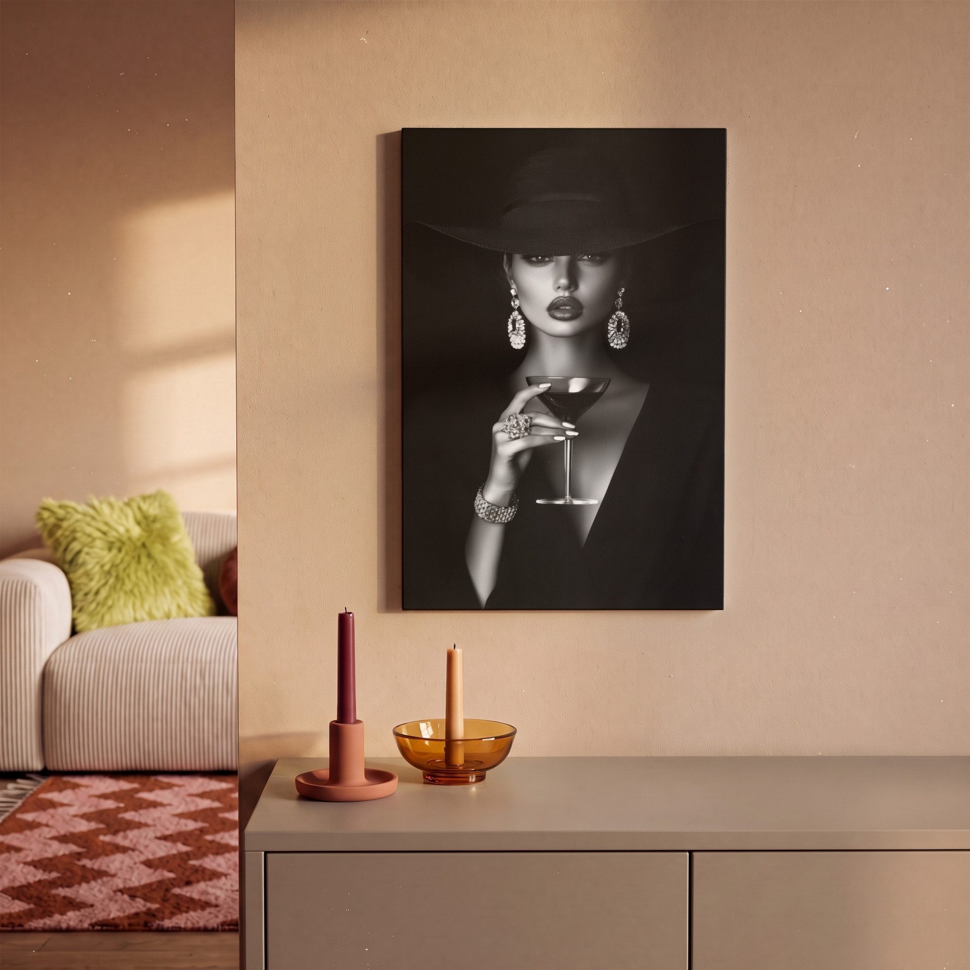 OneMillionCanvasses® Leinwandbild Frau - Cocktail - Schick, Fotodruck (1 St), Leinwand Bilder Klein, Wand Dekoration Aesthetic 30x20 cm – Bild 2 von 5