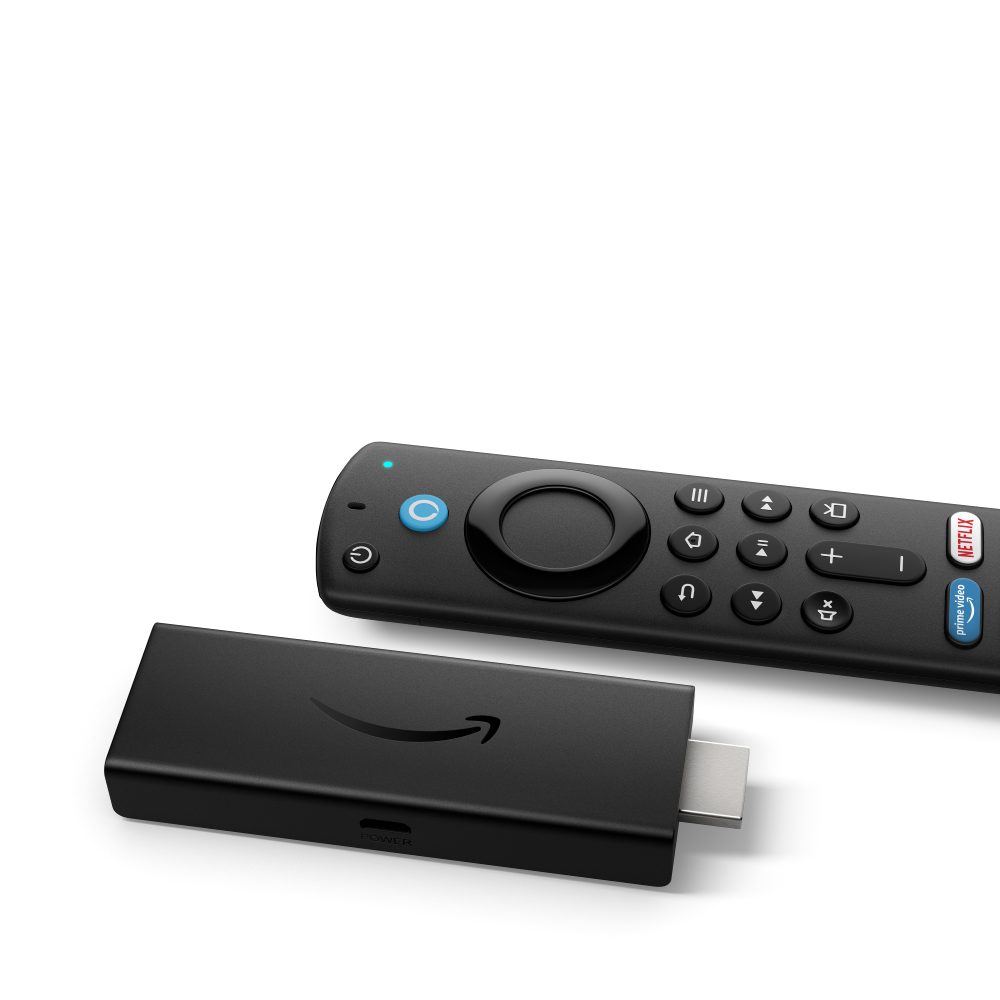 Amazon Streaming-Stick Fire TV Stick 2021, (Komplett-Set, 7 St., Komplett-Set), Alexa-Sprachfernbedienung mit TV-Steuerungstasten