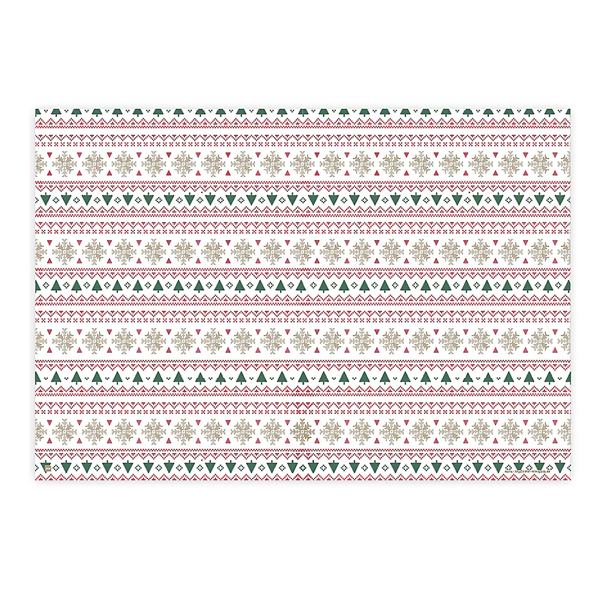 Platzset, AVA, Tischsets aus Papier 43x30cm Weihnachtsmotive 50 Stück Rot / Grün