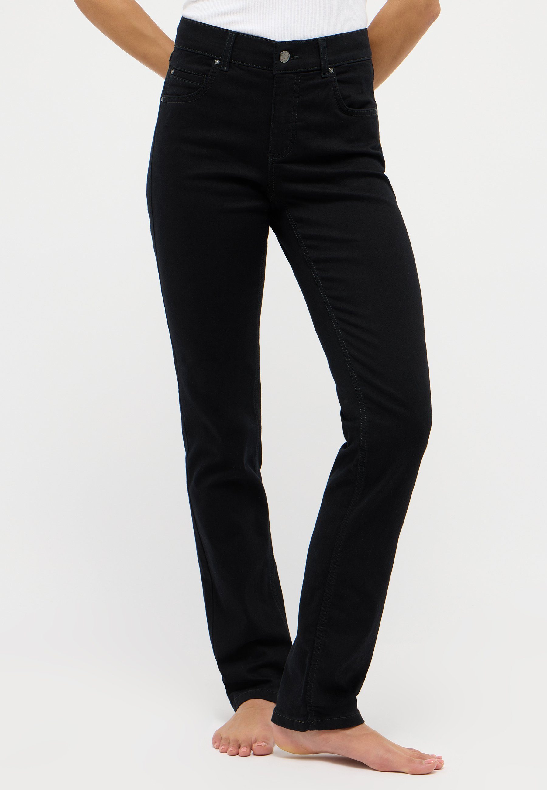 schwarz Super Jeans Denim Straight-Jeans mit Cici ANGELS Stretch