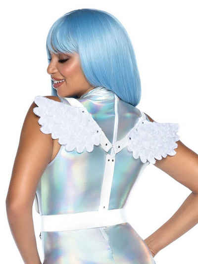 Leg Avenue Kostüm-Flügel Sexy Engel Gurt weiß, Pelzige Miniflügel an aufregenden Gurten