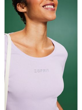 Esprit T-Shirt Top mit Strass-Logo (1-tlg)
