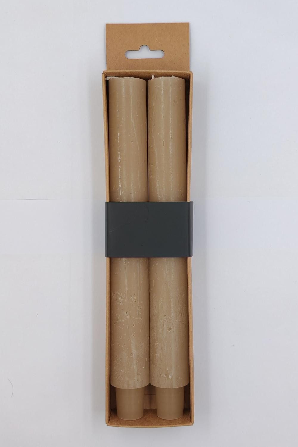 INNA-Glas Tafelkerze Spitzkerze LUMERA, aus Wachs, rustik, sand, 2 Stück, 25cm, Ø3cm