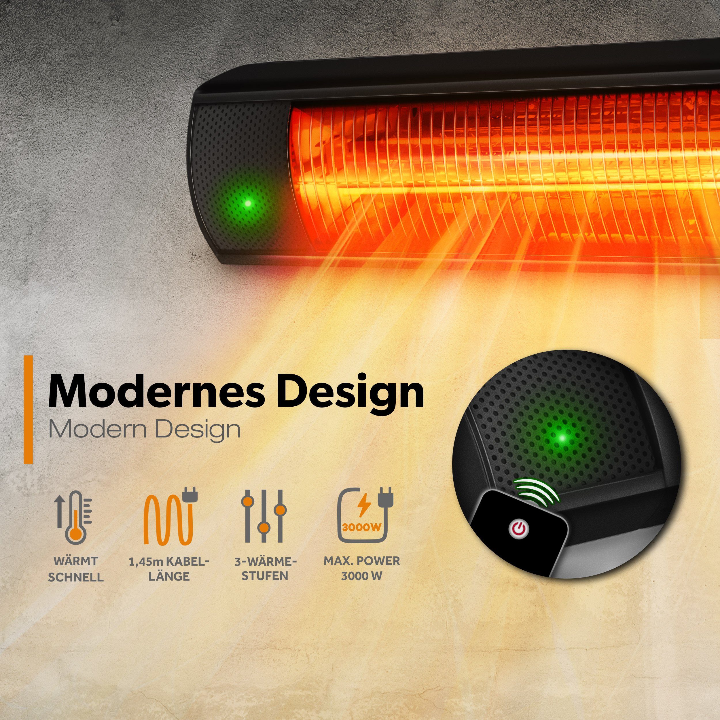 TRESKO Heizstrahler Infrarot 3000W mit Fernbedienung Wärmestrahler Terrasse günstig online kaufen