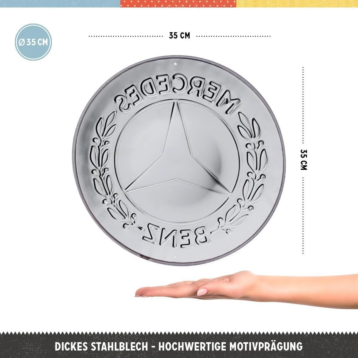 Nostalgic-Art Metallschild Blechschild 35 cm Rund - Mercedes-Benz - Logo günstig online kaufen