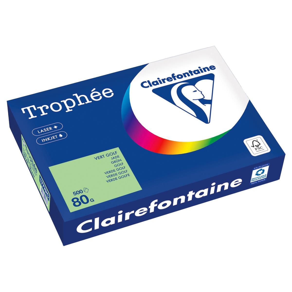 CLAIREFONTAINE Druckerpapier Clairefontaine Kopierpapier 1777PC A4 80g grün 500Bl