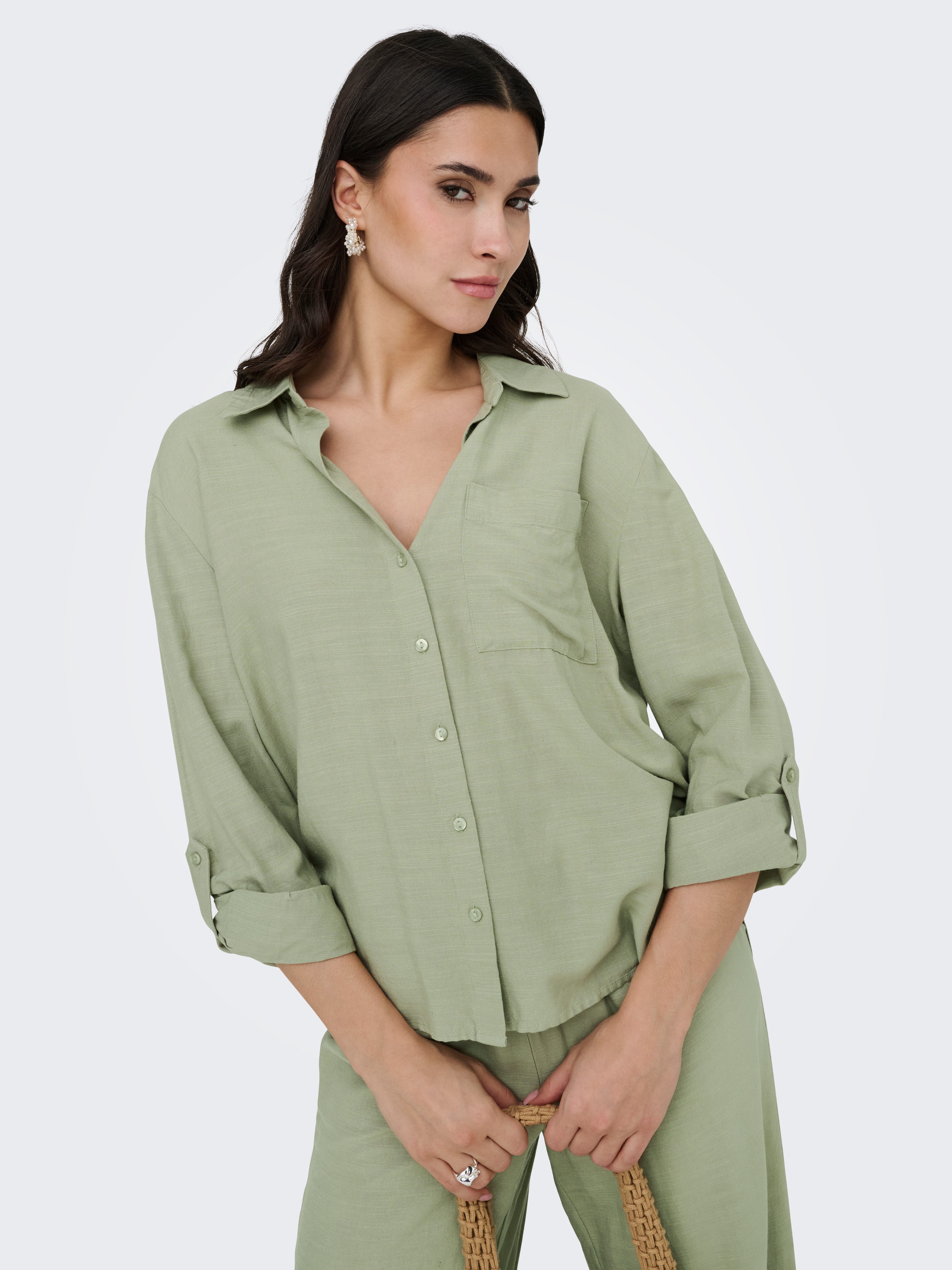 JDY Hemdbluse JDYCAYA LINEN LOOSE L/S SHIRT WVN DIA mit Leinen