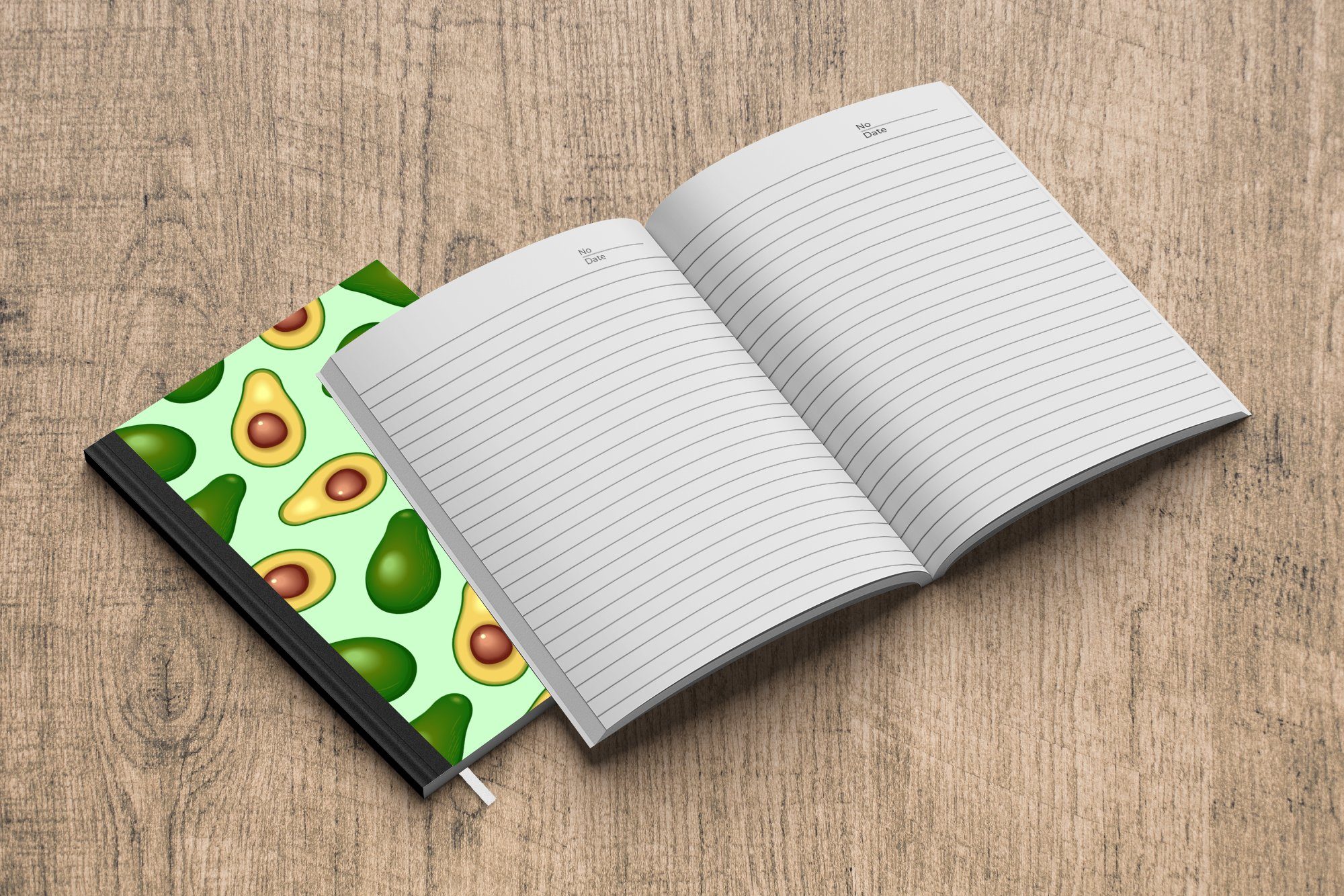 MuchoWow Notizbuch Avocado - Muster 98 Journal, Haushaltsbuch Seiten, - Merkzettel, Tagebuch, A5, Grün, Notizheft