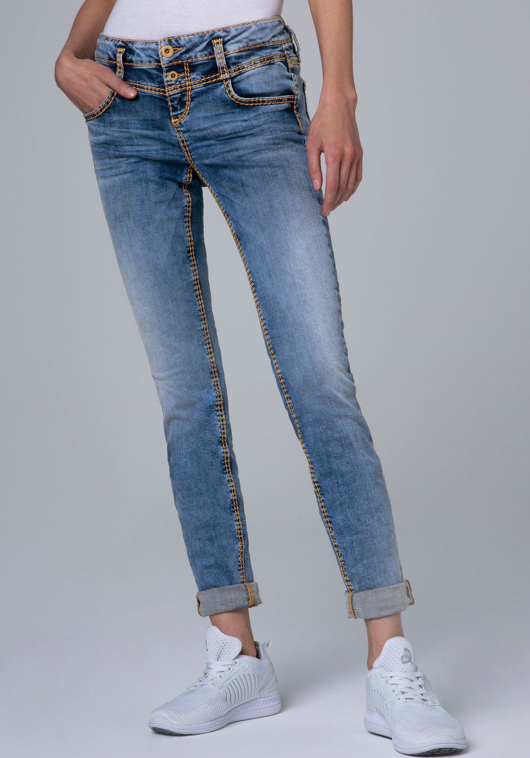 SOCCX Slim-fit-Jeans »KA:RA« mit auffälligen Steppungen