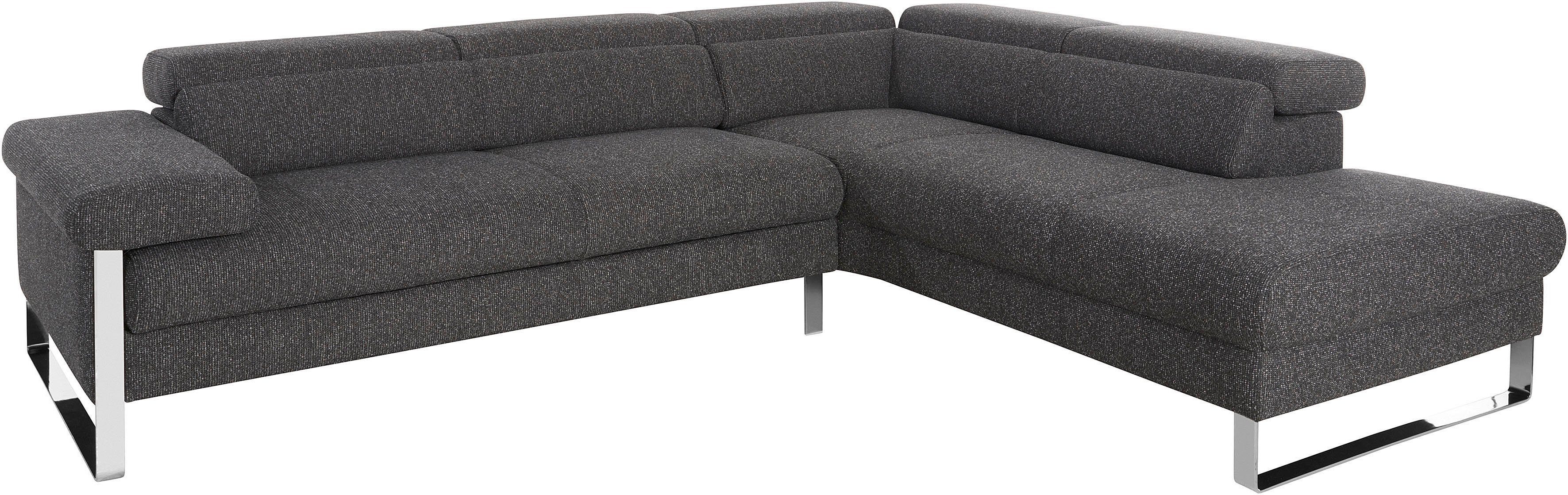 W.SCHILLIG Ecksofa finn, toller Sitzkomfort, L-Form, hochwertige Verarbeitungsdetails, German Design Award 2016, Fußgestell Chrom glänzend, Breite 281 cm