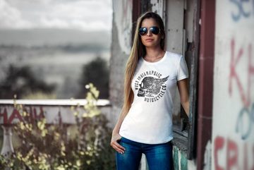 Neverless Print-Shirt Damen T-Shirt Motorrad Biker Totenkopf Skull Wings Vintage Slim Fit Neverless® mit Print