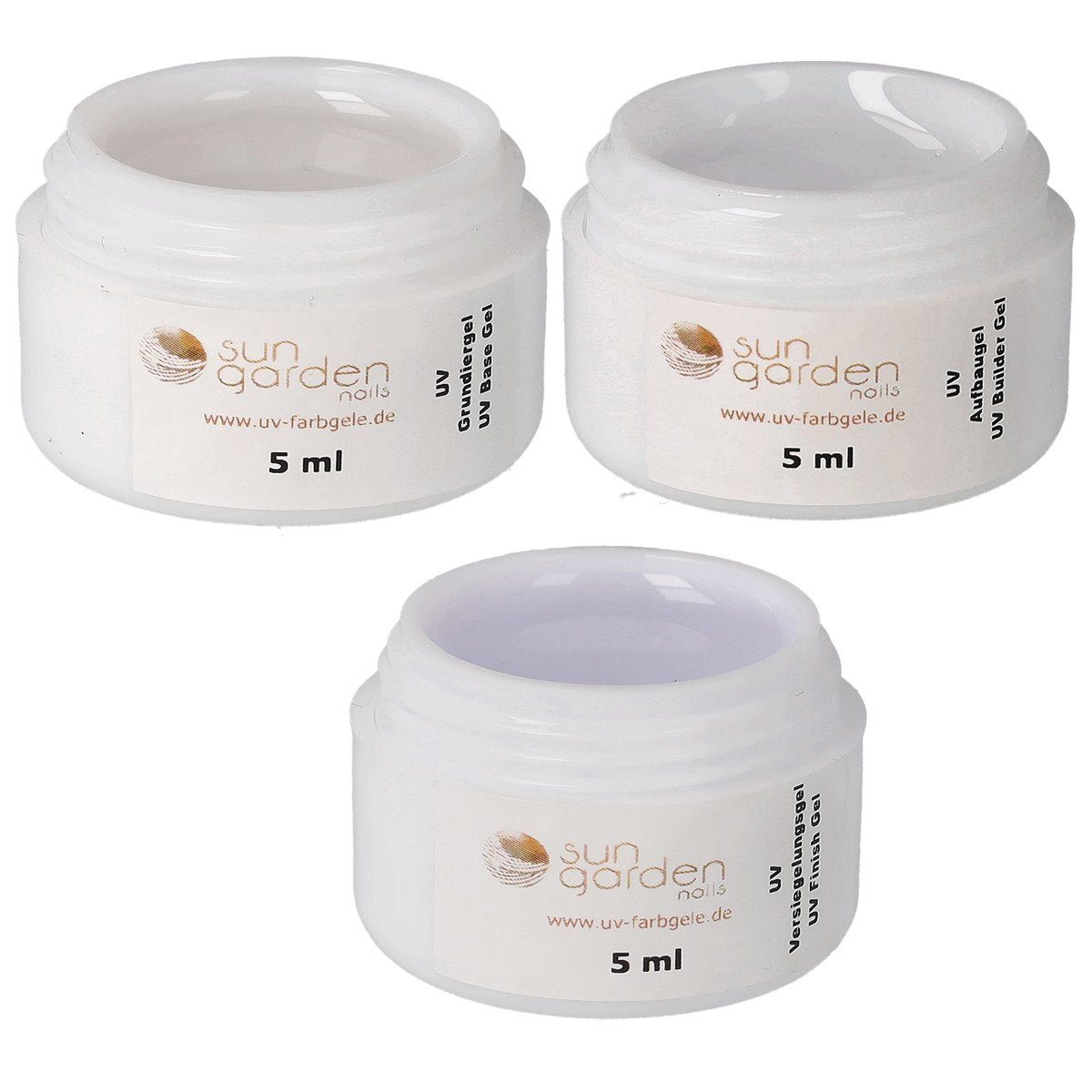 UV-Gel 3 x 5 ml UV Classic Gel Set - Grundiergel + Aufbaugel + Versiegelungsg