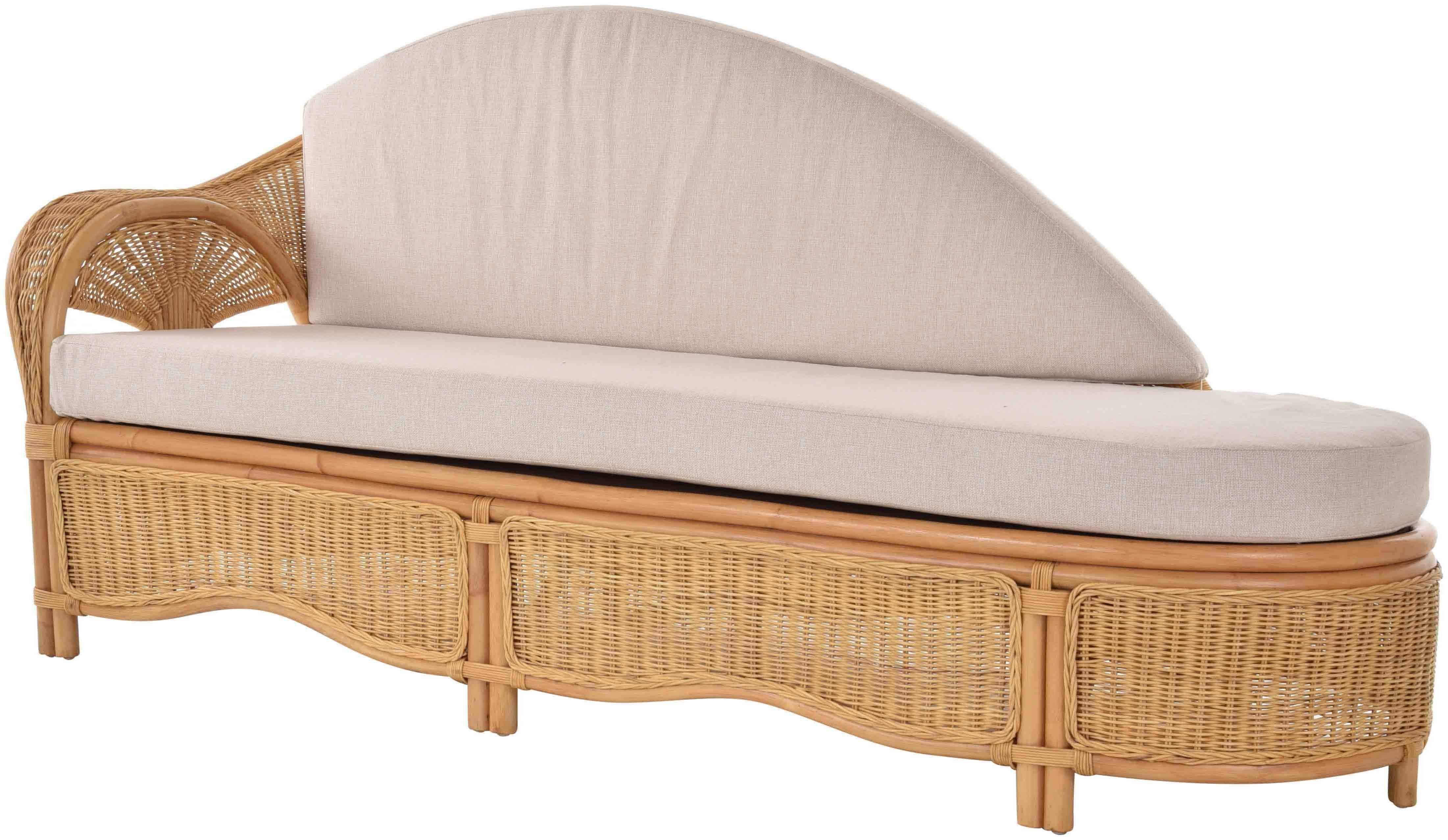 Krines Rattanmöbel Links, mit Rattan Home Chaiselongue Palm Polster, Liege Honig Lounge Recamiere Recamiere Rattanliege