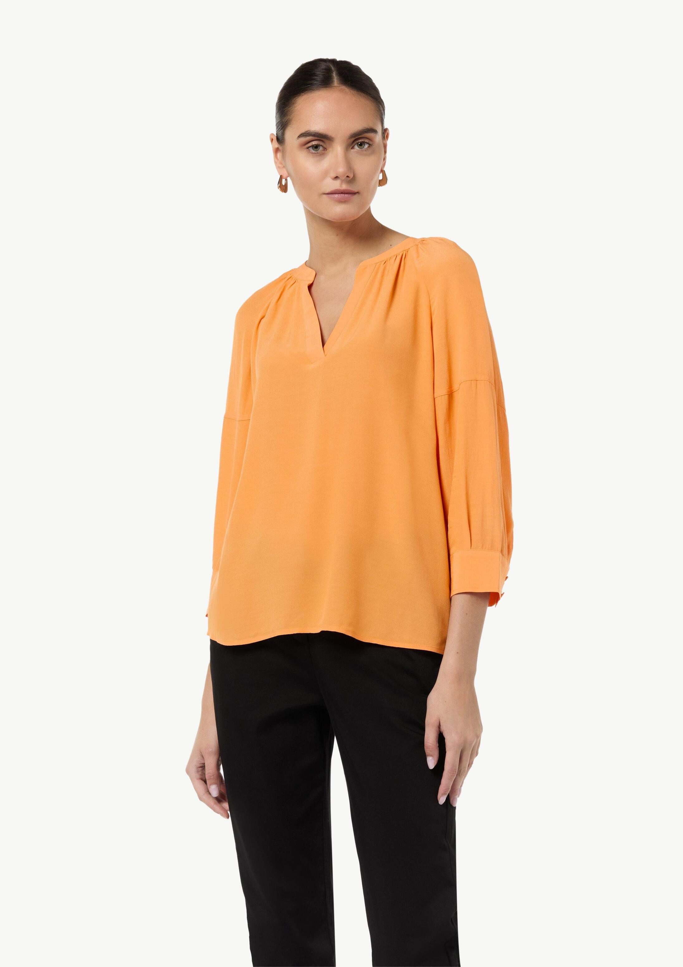 comma Kurzarmbluse Bluse Bluse aus Crêpe