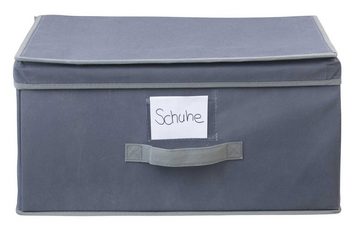 Aufbewahrungsbox ORDER, Grau, B 44 cm, T 33 cm, Polyester, (1 St), mit Griff, Deckel und einem Beschriftungsfenster