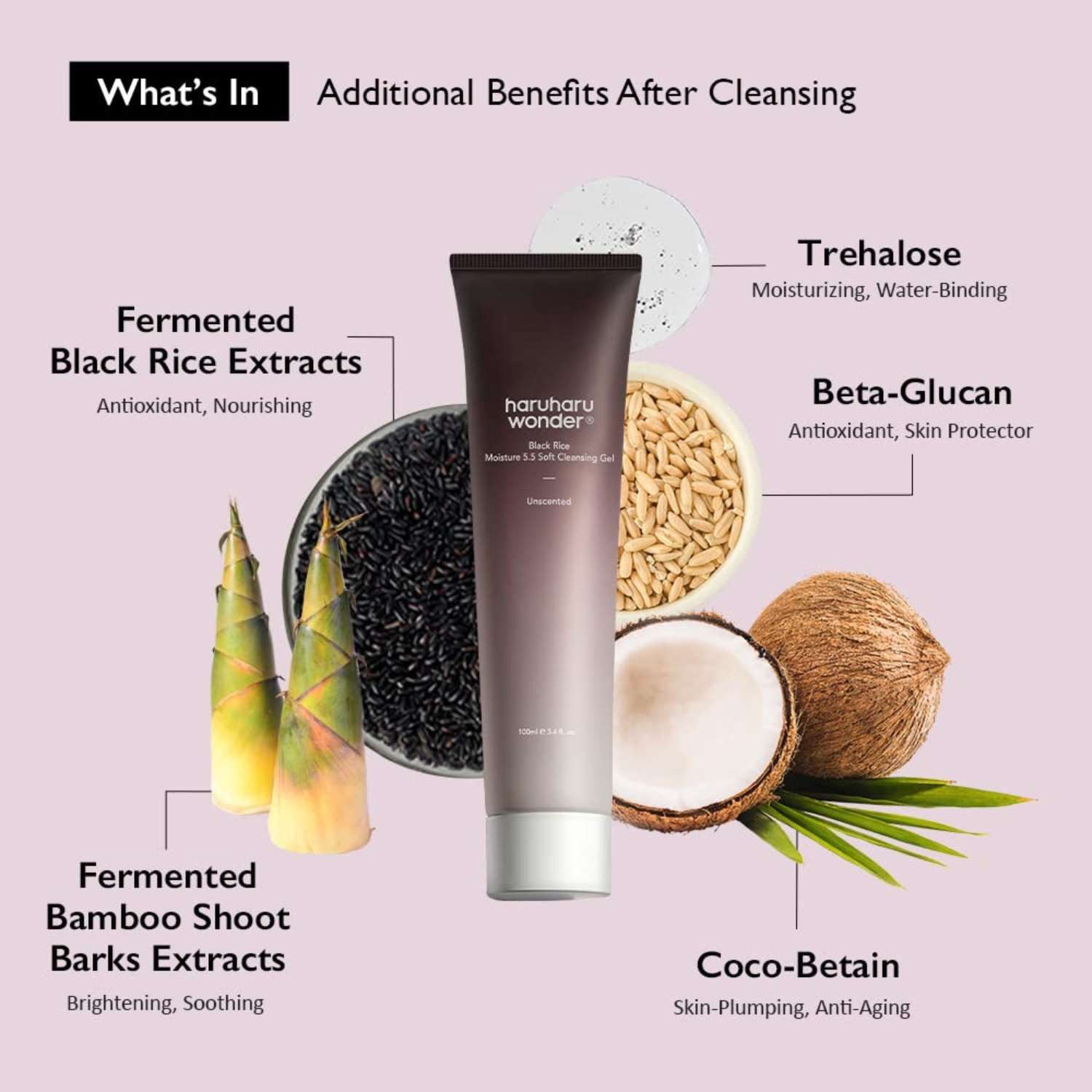 haruharu wonder Gesichtsreinigungsgel Black Rice Moisture 5.5 Soft Cleansing Gel 100ml – mildes, Reinigungsgel mit fermentiertem schwarzem Reis, pH 5,5