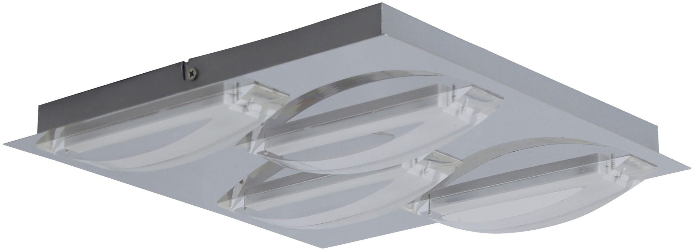 näve LED Deckenleuchte Chur, LED wechselbar, Warmweiß, mit geschwungenen Lichtbögen, Chromfarben, Metall, Acryl
