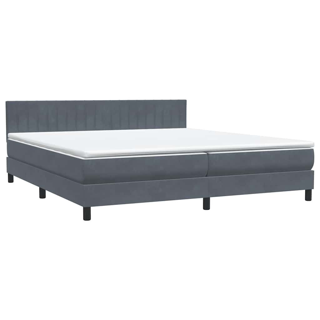 vidaXL Bett Boxspringbett mit Matratze Dunkelgrau 180x210 cm Samt
