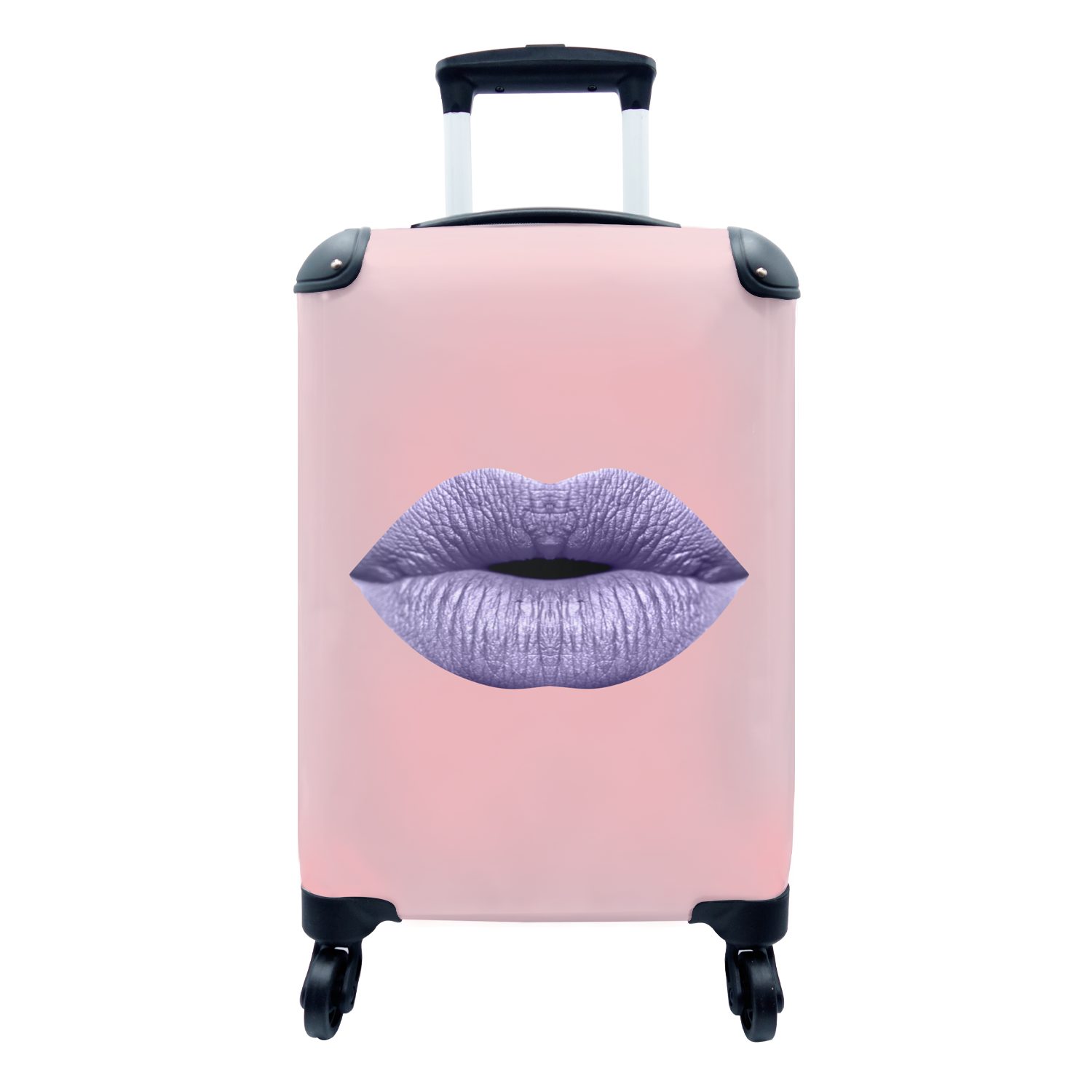 MuchoWow Handgepäckkoffer mit 4 Trolley, Lippen - Rollen, Pastell Ferien, Reisetasche rollen, Reisekoffer für Handgepäck Rosa, 