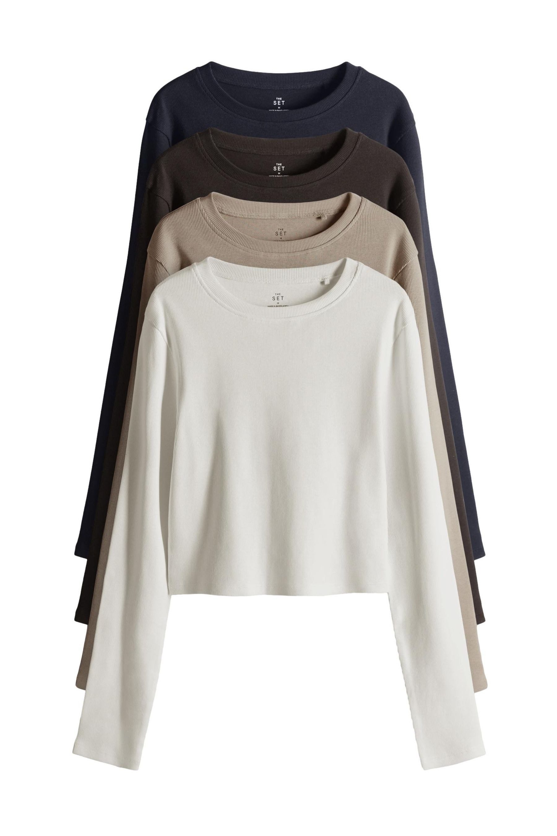 The Set T-Shirt 4er-Pack The Set Gerippte, enge Cropped-T-Shirts (4-tlg) günstig online kaufen