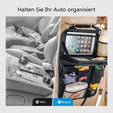 Tsumbay Auto-Rückenlehnentasche (2-tlg., Auto Rückenlehnenschutz Organizer mit Paletten), 18kg Belastbarkeit,Wasserdicht