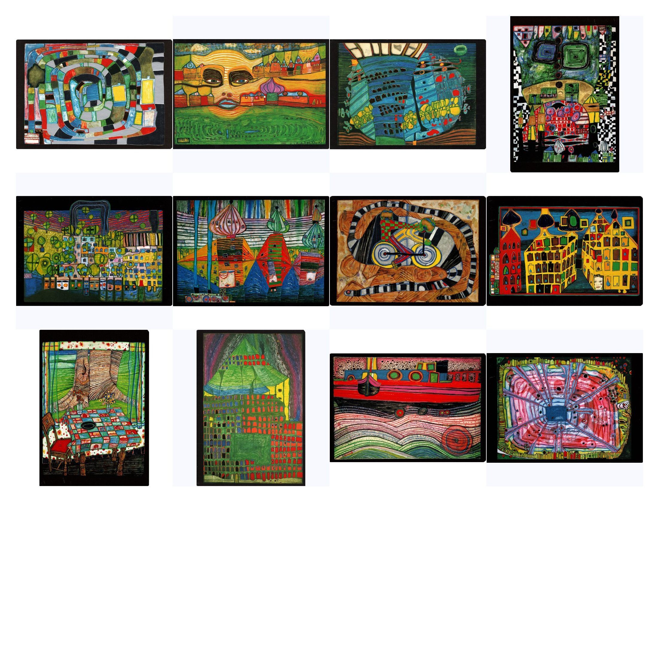 postkarten-universum.de Postkarte Kunstkarten-Topseller-Set Friedensreich Hundertwasser