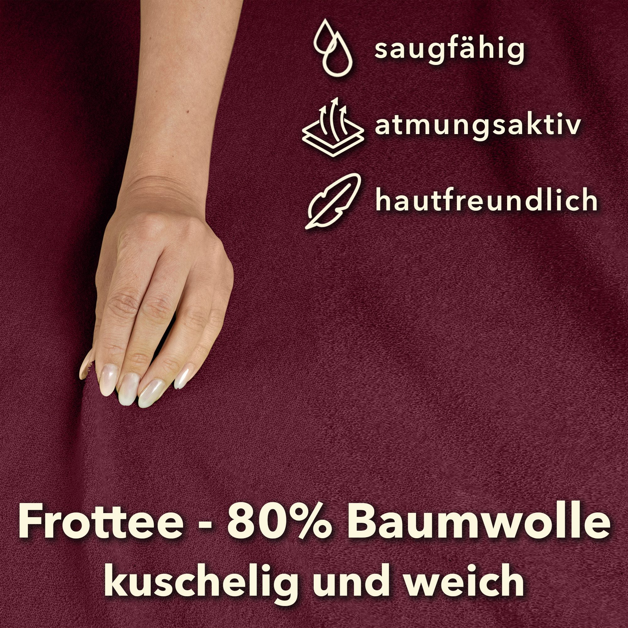 STUDIO Spannbettlaken Frottee, viele Größen, Baumwolle, weich & kuschelig, Baumwolle, Frottee, Gummizug: rundum, (1 Stück), 90x200 cm Bettlaken Spannbetttuch bis 25 cm Höhe - Bordeaux