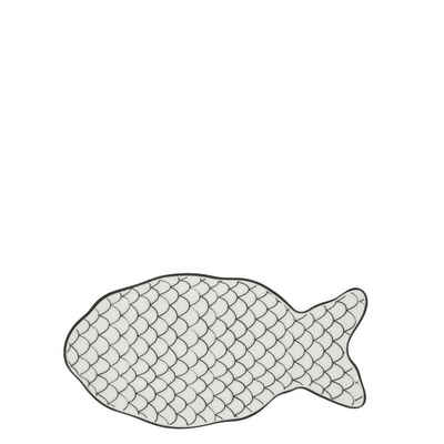Bastion Collections Servierteller Platte oval FISH Keramik weiß schwarz 19x10xcm, Keramik, (1-tlg)