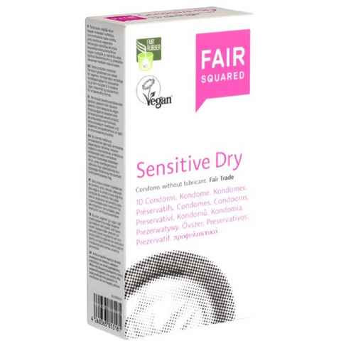 Fair Squared Kondome Sensitive Dry Packung mit, 10 St., Kondome ohne Gleitgel, trockene Fair-Trade-Kondome ohne Silikon