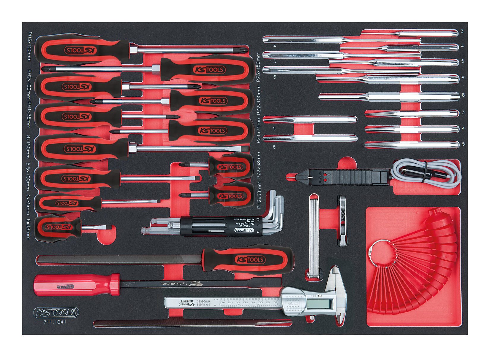 KS Tools Schraubendreher, (41 St), SCS und Messgeräte-Satz, 41-teilig in 1/1 Systemeinlage