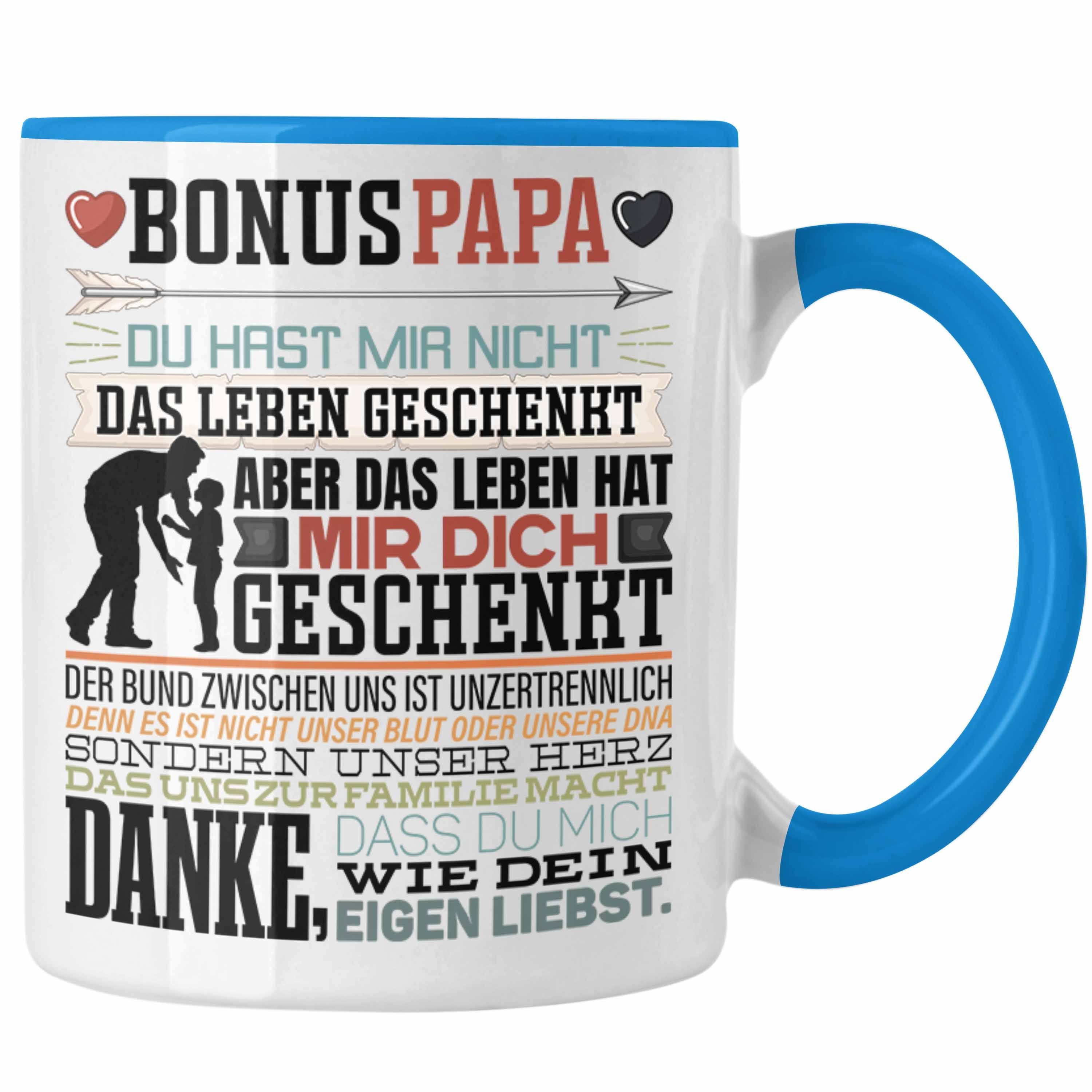 Trendation Tasse Bonus Papa Tasse Stiefvater Geschenk Stiefvater Vatertag Lustiger Spr Blau