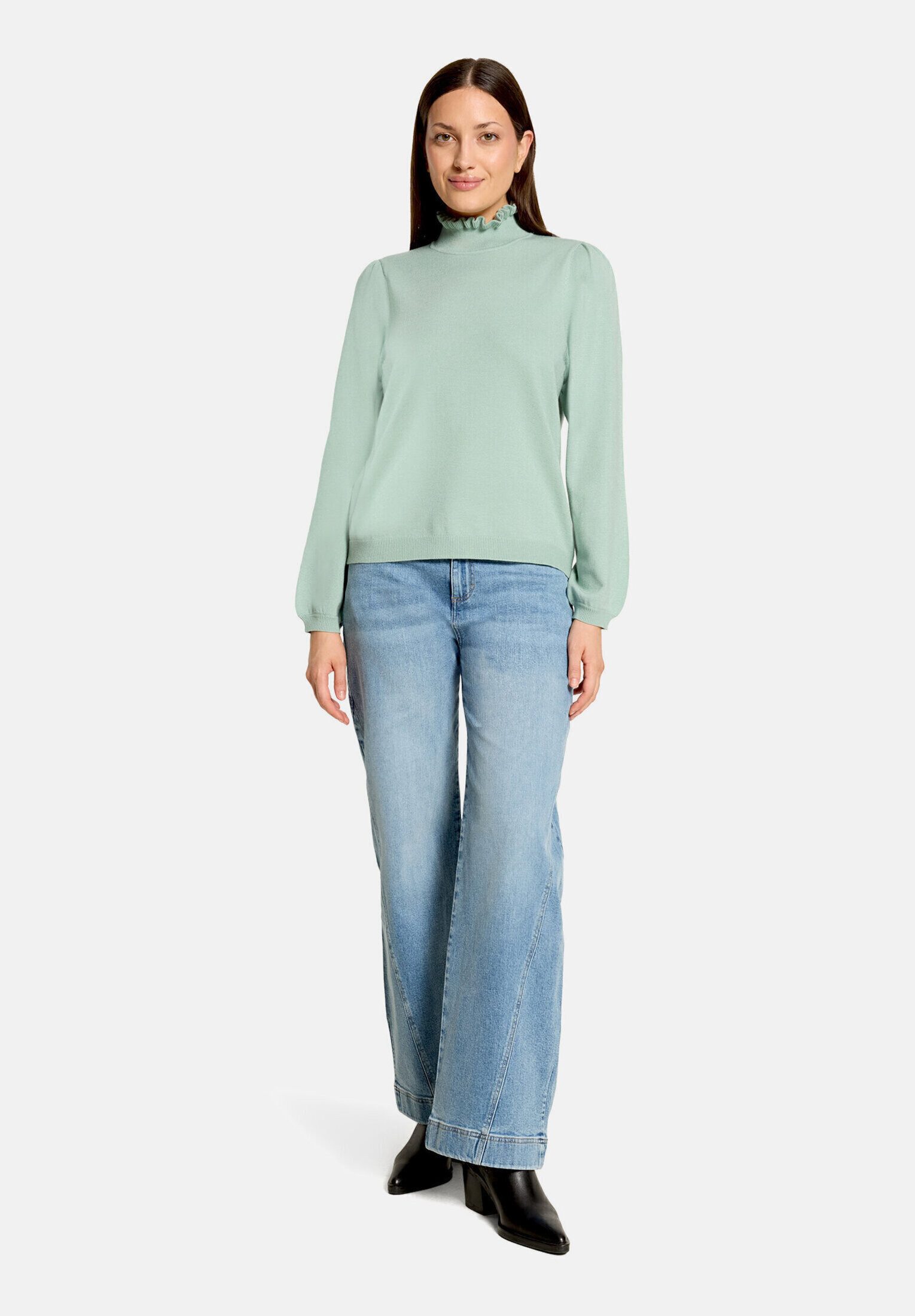 Cartoon Strickpullover Damen mit Rüschen (1-tlg)