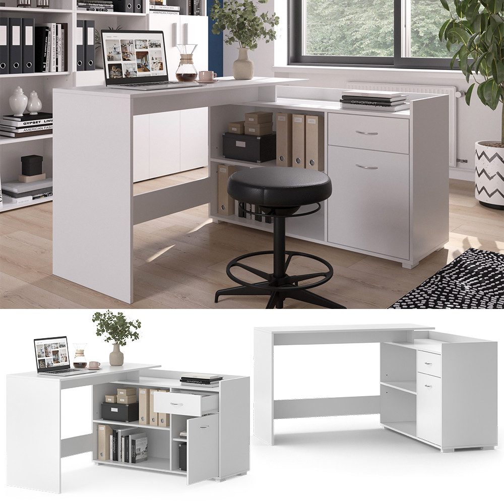Vicco Schreibtisch Noira, Weiß, 135 x 77 cm mit Schublade günstig online kaufen