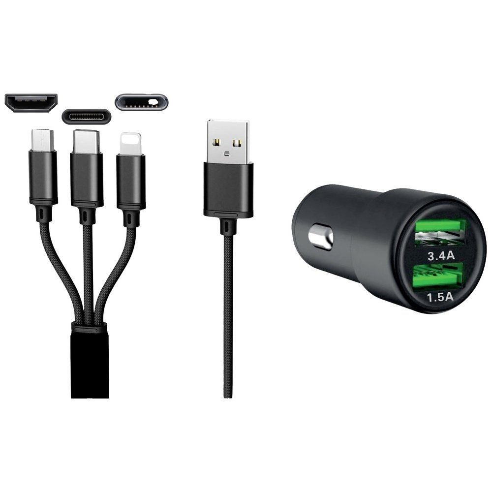 Kfz-Relais IWH Dual USB Auto Ladegerät 3IN1 12/24V / 3,4A Belastbarkeit Strom max