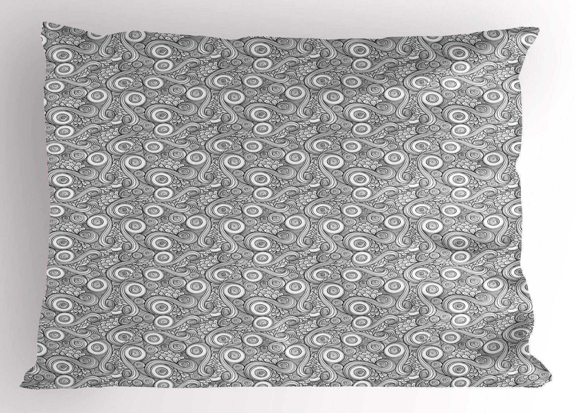 Schwarz Petals Abakuhaus Kopfkissenbezug, Kissenbezüge Gedruckter Standard und Retro Stück), Dekorativer (1 Size Natur weiß