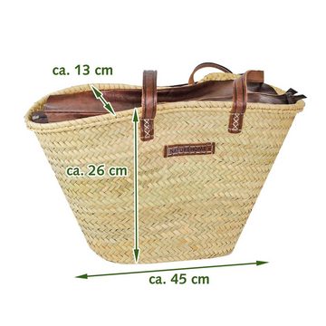 NATUREHOME Korbtasche Shopper Strandtasche mit Henkel und/oder Umhängeriemen, Handarbeit, Geflochten, Palmblätter