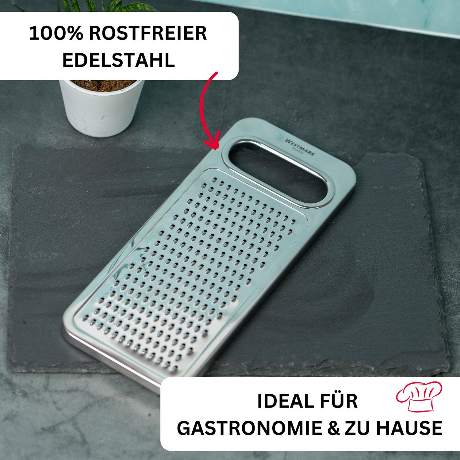 WESTMARK Multireibe Fein, Rostfreier Edelstahl, Steel, Silber, Gemüse- und Rohkostreibe, Edelstahl