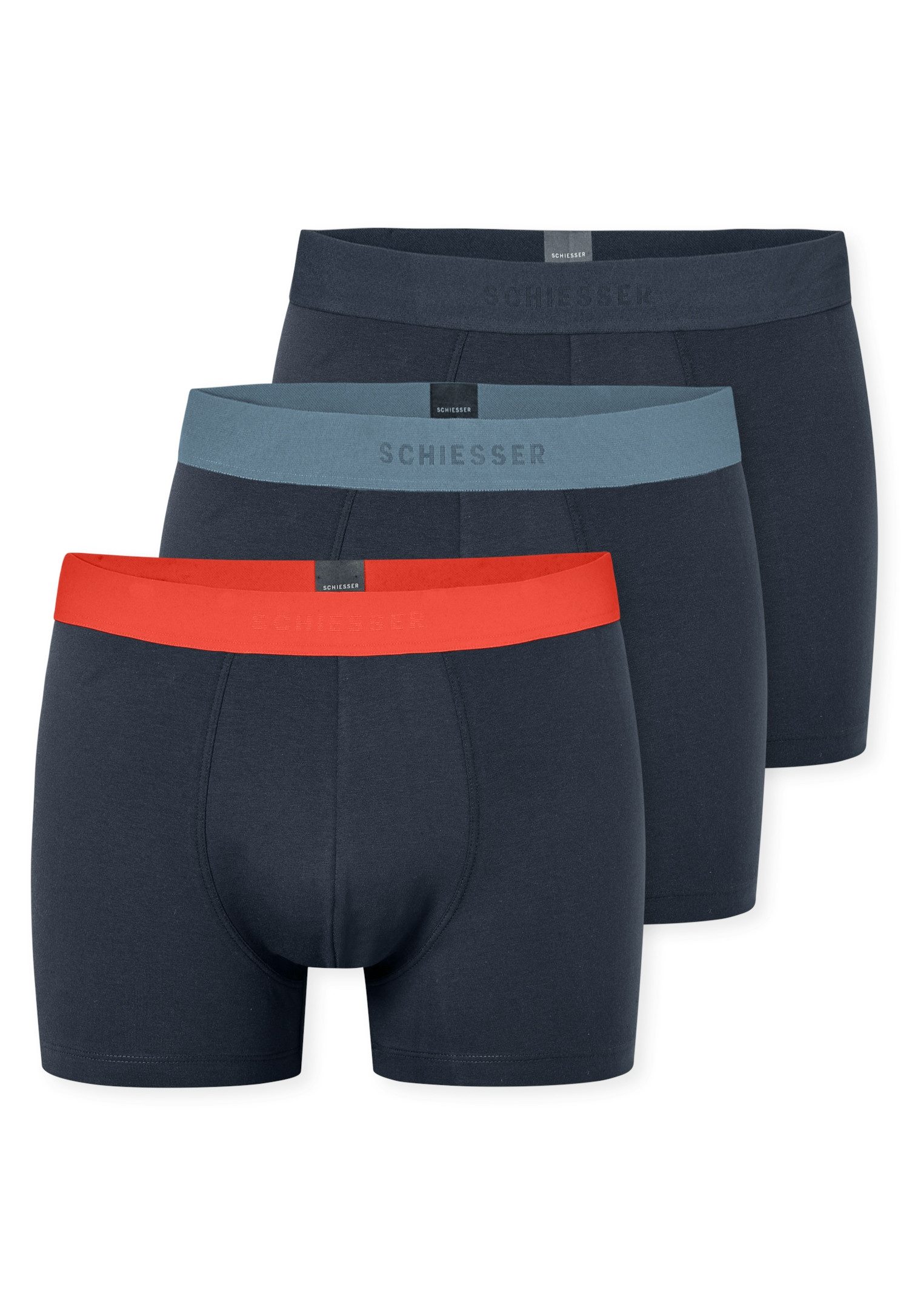 Schiesser Boxershorts 95/5 (3er Pack) mit farbigem Logobund günstig online kaufen