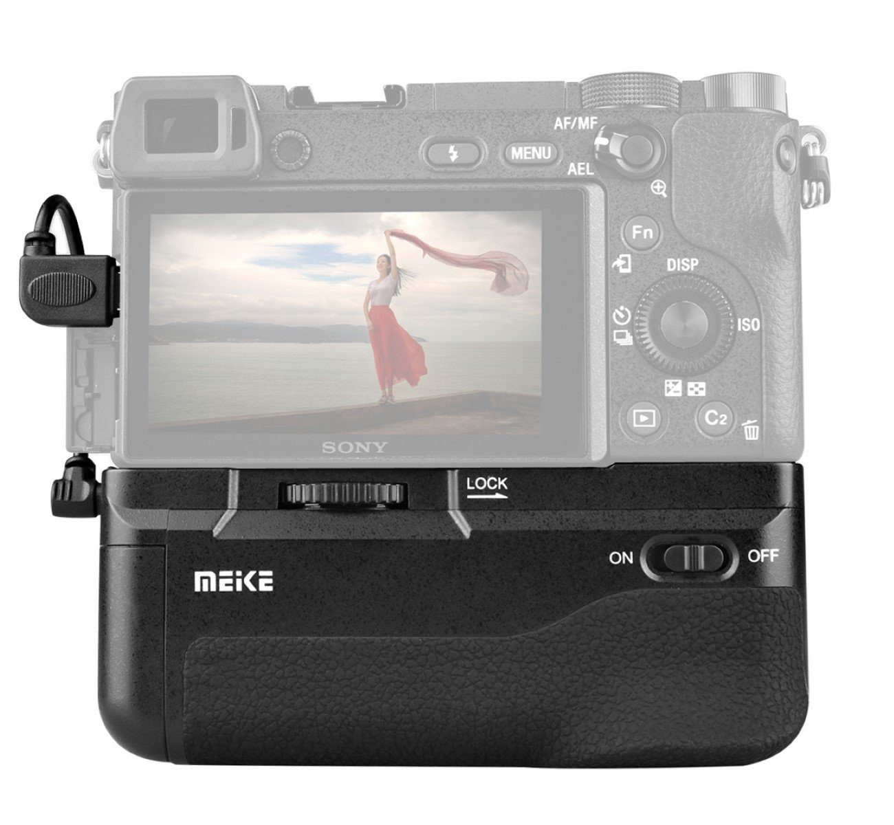 Meike Batteriegriff für Sony Alpha A6300 + 2x NP-FW50 Akku optimal für Hochformat MK-A6300