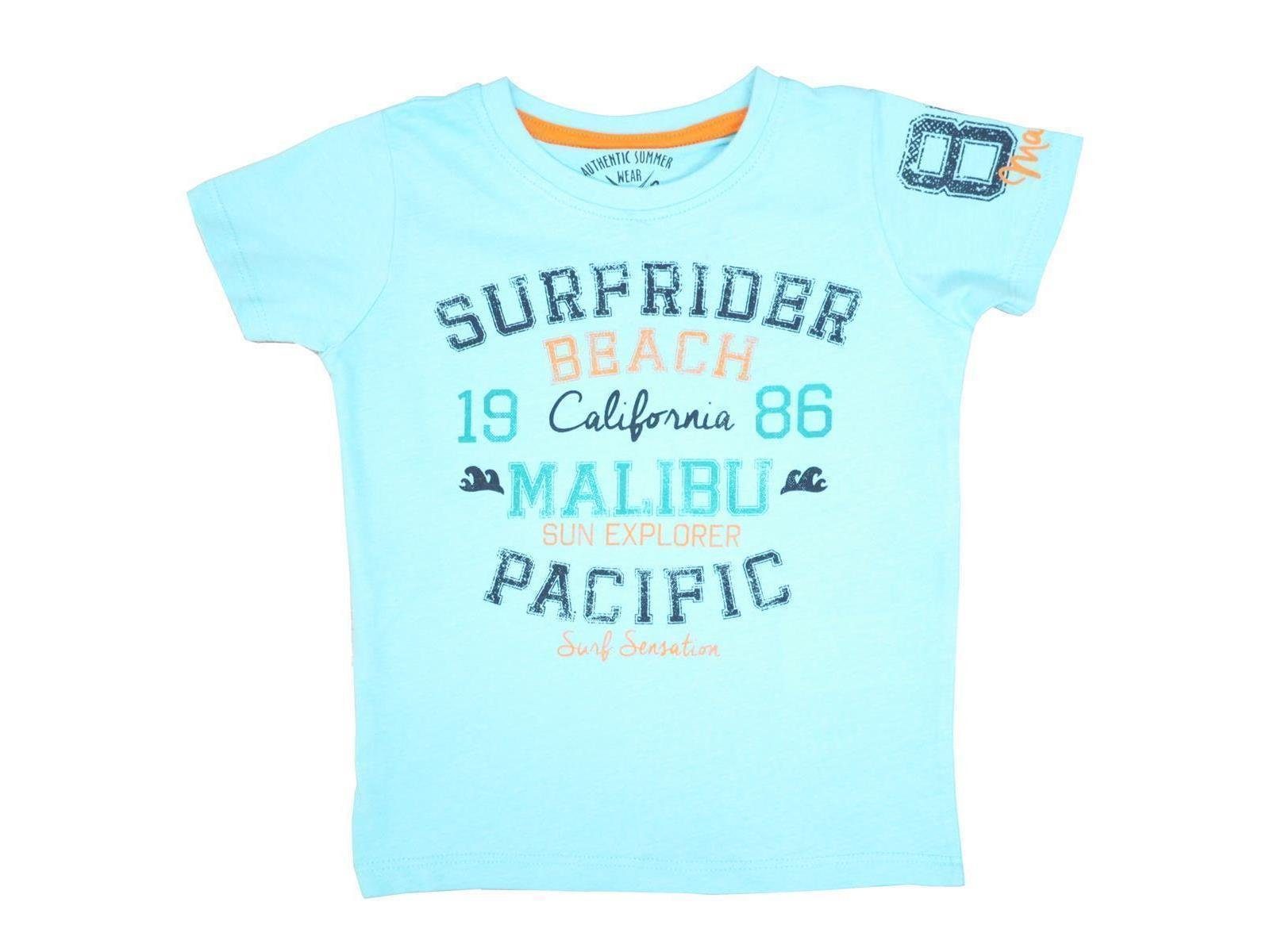 LEMON BERET T-Shirt Lemon Beret Jungen T-Shirt "Malibu" Print hellblau aus reiner Baumwolle, mit Frontprint
