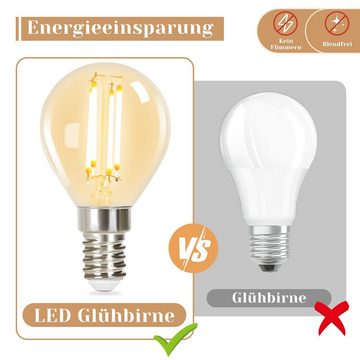 Nettlife LED-Leuchtmittel E14 6 ER Vintage Edison Glühlampe Retro Birne G45 2700K 4W, E14, 6 St., Warmweiß, Hauses Restaurants Wohnzimmers Cafés