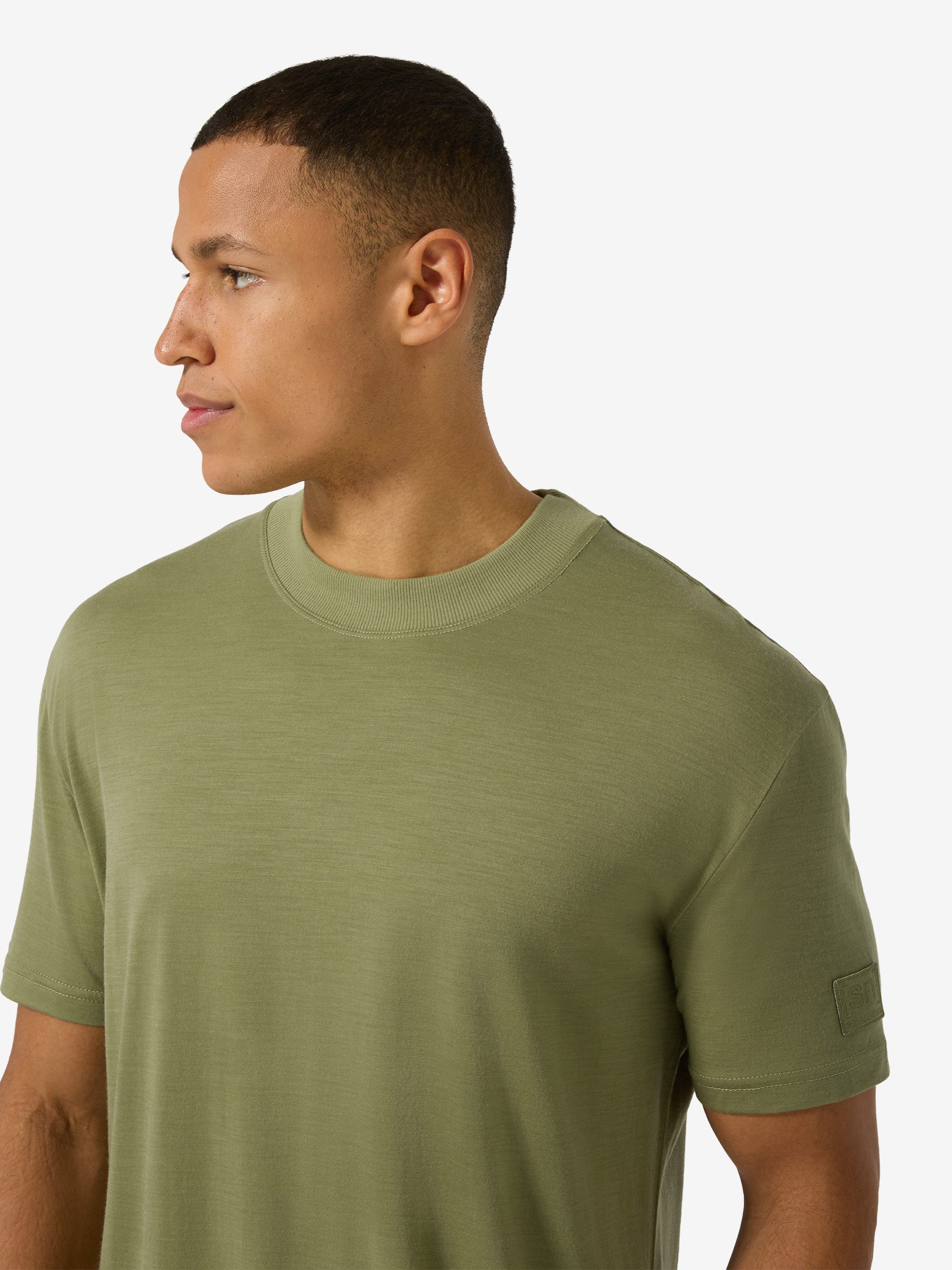 SUPER.NATURAL T-Shirt für Herren, nachhaltig, Merino casual, gerippter Kragen