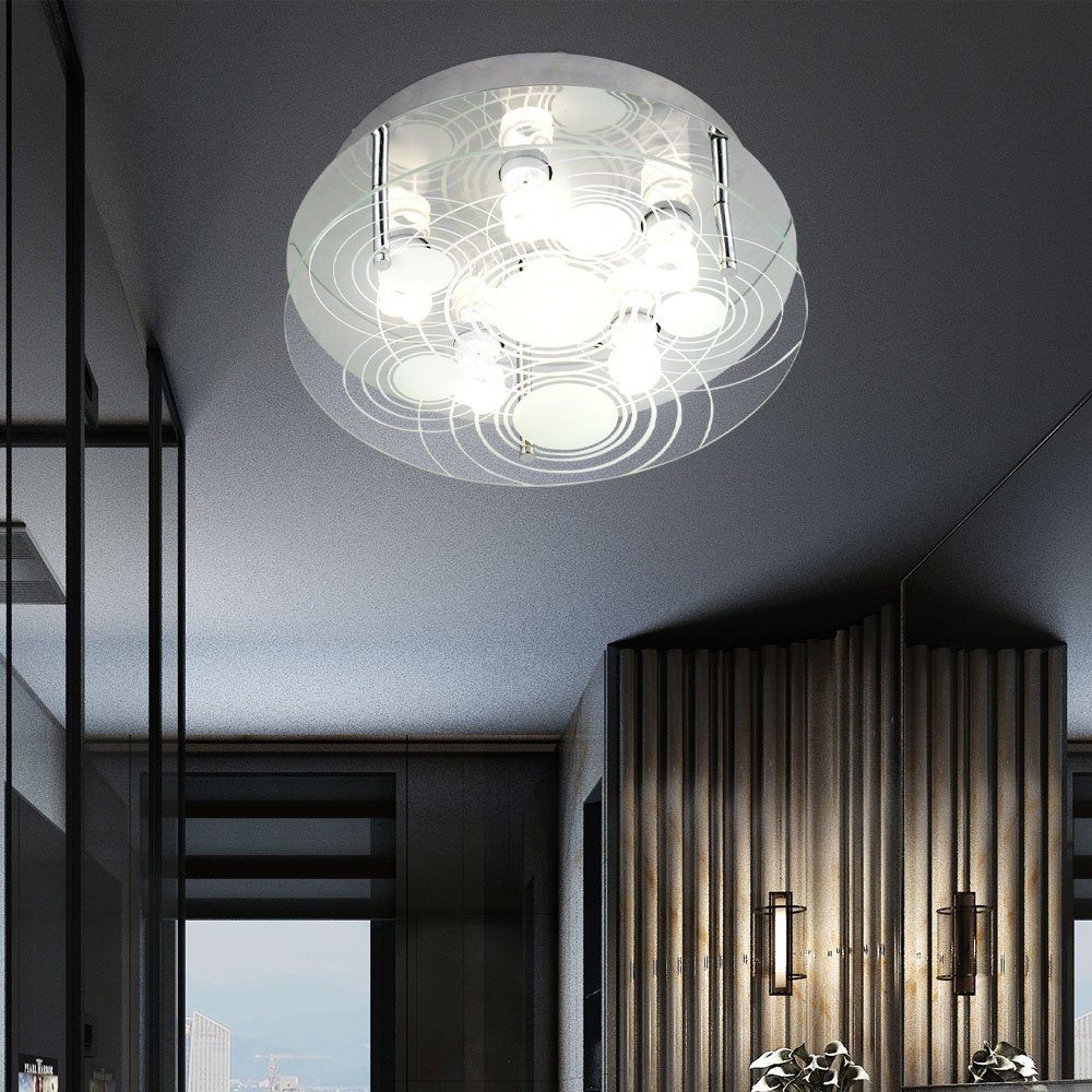 Globo LED Deckenleuchte, Wohnzimmerleuchte Deckenlampe Deckenleuchte satiniert nicht inklusive, Leuchtmittel 6 Flammig Glas